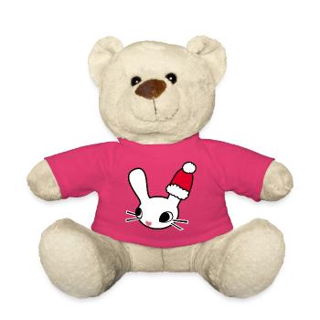 Tête de lapin du Père Noël - Nounours - rose - Devant