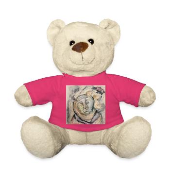 Portrait d’ours dans un style aquarelle - Nounours - rose - Devant