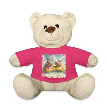 Südsee-Hippos im Schwimmreifen - Teddy - Pink - Vorne