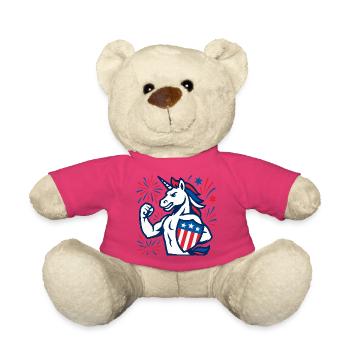 Patriotic Unicorn Power Maskottchen USA Stärke - Teddy - Pink - Vorne