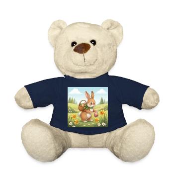 Lapin de Pâques avec panier et œufs - Nounours - bleu marine - Devant