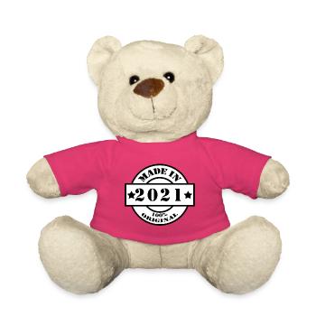 FABRIQUÉ EN 2021 Année de naissance de la construction Cadeau vintage - Nounours - rose - Devant