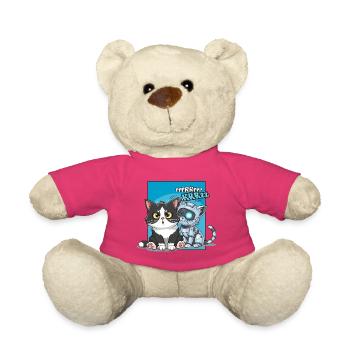 Katze und Roboter, Humor, Cartoon, Comics - Teddy - Pink - Vorne