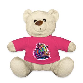 Nilpferd Kunst Comic - Teddy - Pink - Vorne