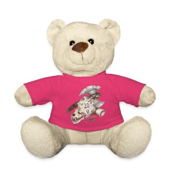 Rollenspiel Tabletop D20 Würfel Geschenk Barbar - Teddy - Pink - Vorne