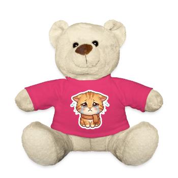 Chaton qui pleure avec une écharpe - Nounours - rose - Devant