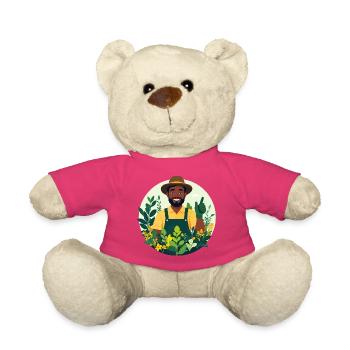 Gärtner mit vielen Pflanzen Gartenarbeit Motiv - Teddy - Pink - Vorne