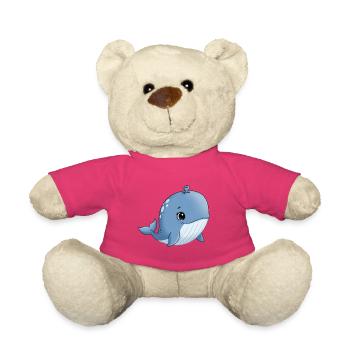 Baleine de dessins animés bleus avec le sourire - Nounours - rose - Devant