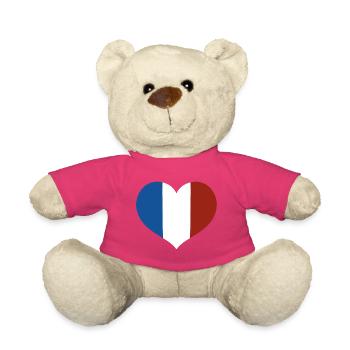 Cœur du drapeau français - Nounours - rose - Devant