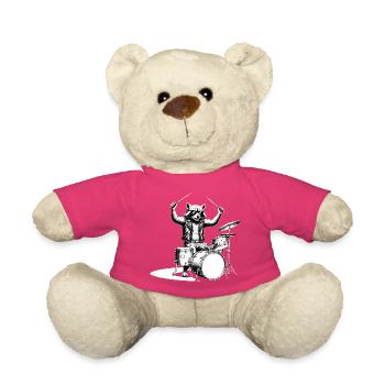 Rocker Waschbär Metal Heavy Metal Hardrock Design - Teddy - Pink - Vorne