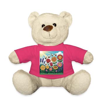 Sunny Flower Garden with Bee - Teddy Bear - pink - Front