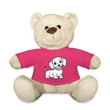 Kuschelhund Welpen Cartoon - Teddy - Pink - Vorne