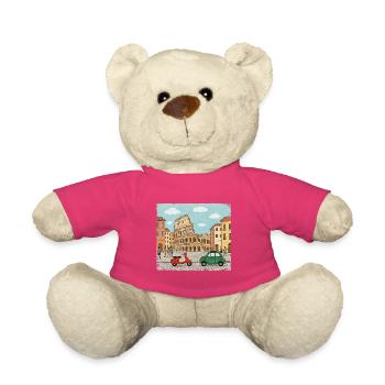 Rome City Skyline Kolosseum Moderne Linienzeichnung - Teddy - Pink - Vorne