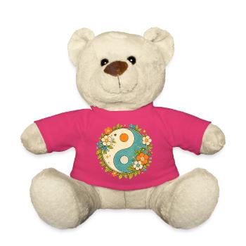 Floral Yin Yang Circle - Teddy Bear - pink - Front