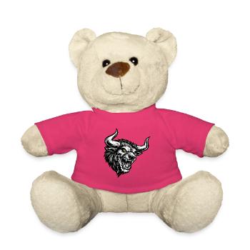 Angry Bull Head – Aggressive Bull Logo - Teddy Bear - pink - Front