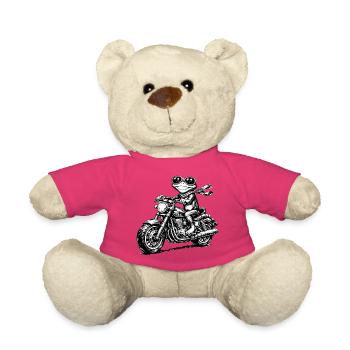 Frosch auf Motorrad Schwarzweiß - Teddy - Pink - Vorne