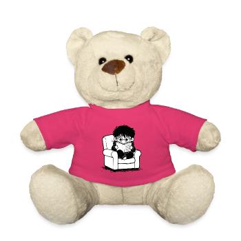 Sticker Enfant Lisant Fauteuil Cosy Noir et Blanc - Nounours - rose - Devant
