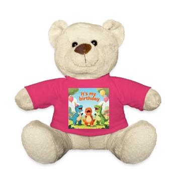 Fête d’anniversaire Dino : C’est mon anniversaire - Nounours - rose - Devant