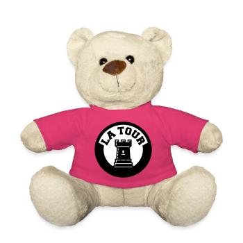 Logo La Tour Pièce d'Échecs Style Emblème Cercle - Nounours - rose - Devant