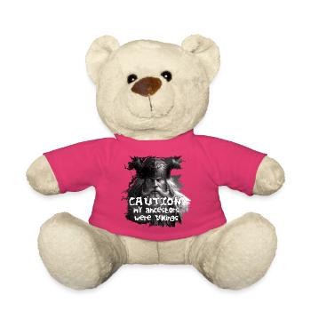 Caution_my_ancestors_were_Vikings - Nounours - rose - Devant