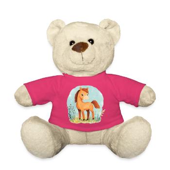 Cheval sur la prairie - Nounours - rose - Devant