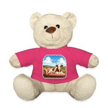 Not Today – Entspannte Kuh auf Sofa - Teddy - Pink - Vorne