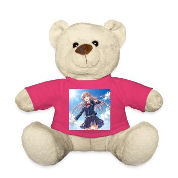 Schoolgirl in blue sky - Teddy Bear - pink - Front