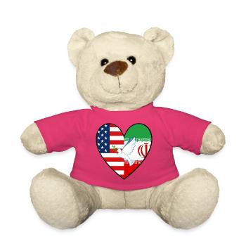 USA Iran Flaggen Frieden Taube Peace - Teddy - Pink - Vorne
