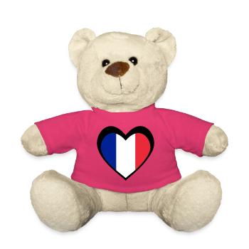 Herz Französische Flagge Schwarz - Teddy - Pink - Vorne