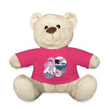 Manga-Künstler, Ramen und Schwein im Rollstuhl - Teddy - Pink - Vorne