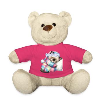 Pastel Kitten Good Night - Teddy Bear - pink - Front