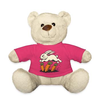 Lièvre sauteur avec des carottes - Nounours - rose - Devant