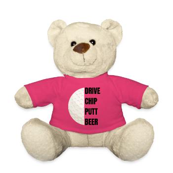 Drive Chip Putt Beer – Golfslogan - Teddy - Pink - Vorne