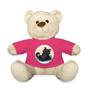 Chat noir au soleil - Nounours - rose - Devant