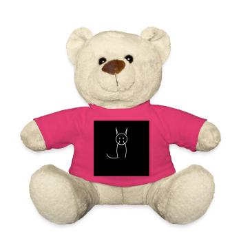 Chat minimaliste sur fond noir - Nounours - rose - Devant