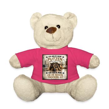 Hund beim Putzen Trockenprobe Shirt - Teddy - Pink - Vorne