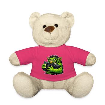 Malicious troll with keyboard - Teddy Bear - pink - Front
