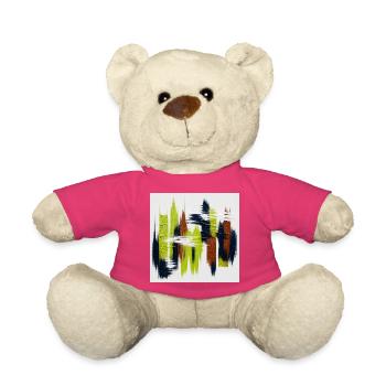 Éclats abstraits Vert Bleu Brun - Nounours - rose - Devant