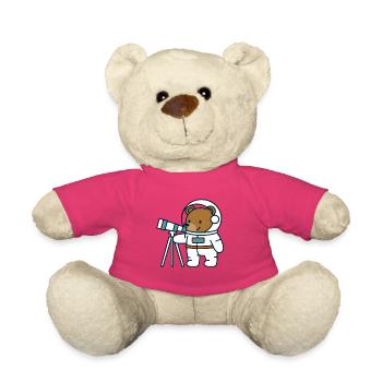 Astronaut bear at the telescope - Teddy Bear - pink - Front