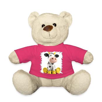 Kuh mit Gelben Stiefeln Cartoon - Teddy - Pink - Vorne