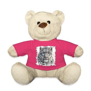 Schneeleopard mit blauen Augen - Teddy - Pink - Vorne