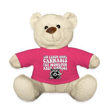 Lustiges Cannabis Waschbär Design - Teddy - Pink - Vorne