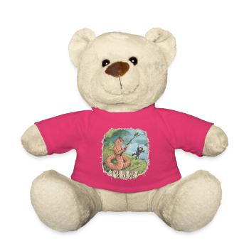 Wie du mir, so ich dir – Wurm angelt Angler - Teddy - Pink - Vorne