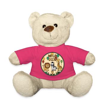 WILD ONE Animal Joy Circle Badge - Teddy Bear - pink - Front
