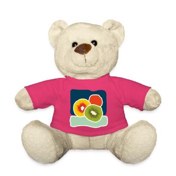Colorful Kiwis – Fruity Pop Illustration - Teddy Bear - pink - Front