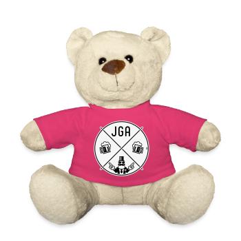 Signe de main du marié pour la fête de garçon Cercle de bière Symbole NEG 2C - Nounours - rose - Devant