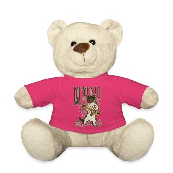 Memento Cat Fish Bone Mushroom Funny Vintage Art - Teddy Bear - pink - Front