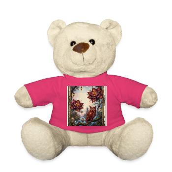 Flower and Steam Owl - Teddy Bear - pink - Front