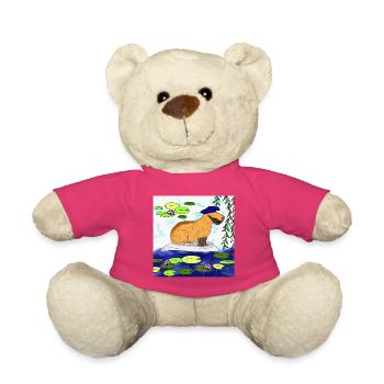 Capybara im Seerosen Teich - Teddy - Pink - Vorne