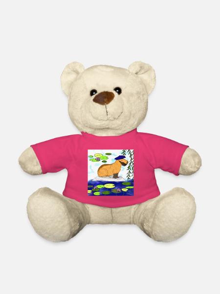 Capybara im Seerosen Teich - Teddy - Pink